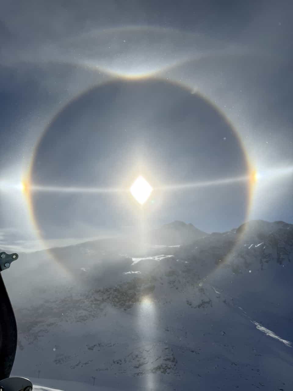 sundog in the alps seen from chairlift