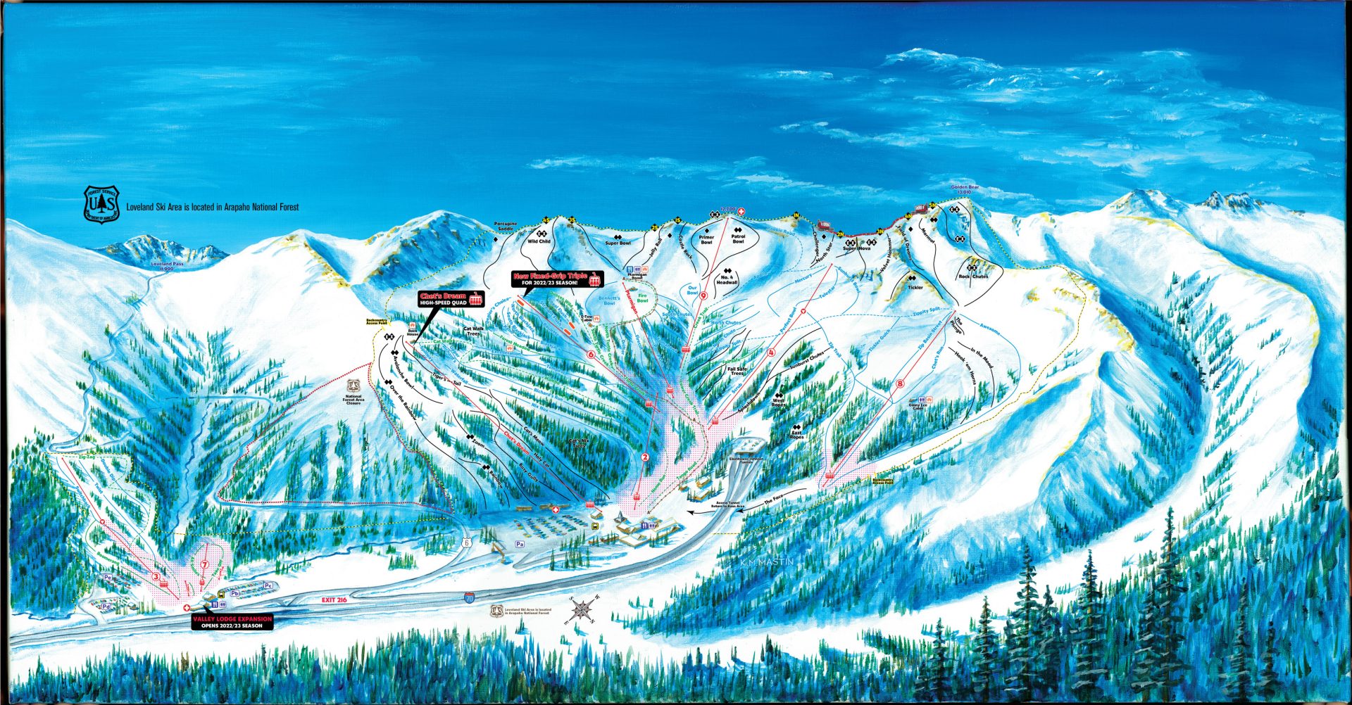 Loveland Ski Area Trail Map. Photo Credit: Loveland Ski Area