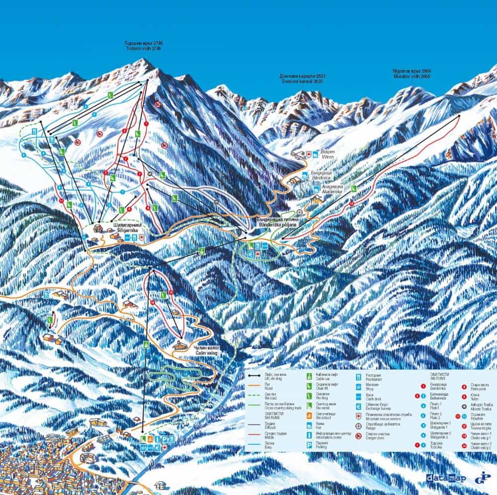 Bansko Resort trail map.