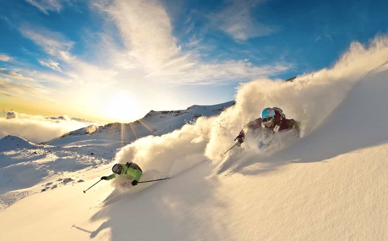 La Parva skiers in powder. | Photo: La Parva