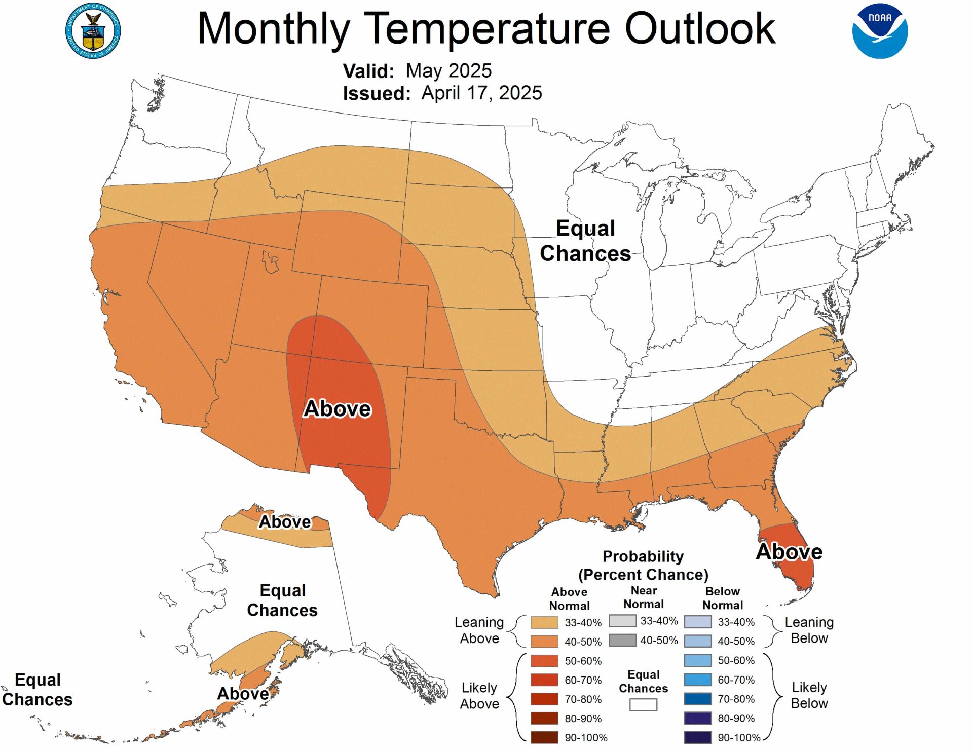 May 2025 temperature outlook. | Image: NOAA