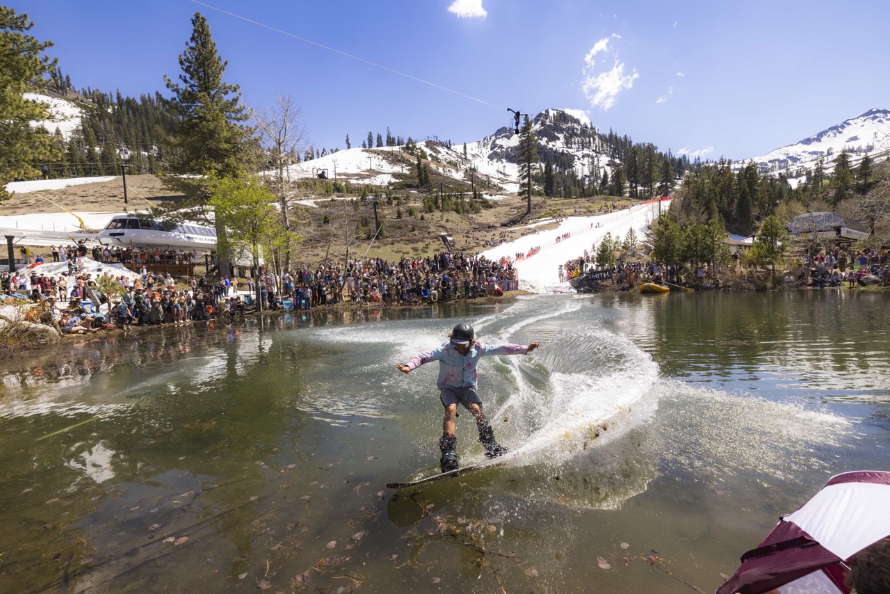 Cushing CrossingโThe Original Pond Skim. | Photo: Ryan Salm / Palisades Tahoe