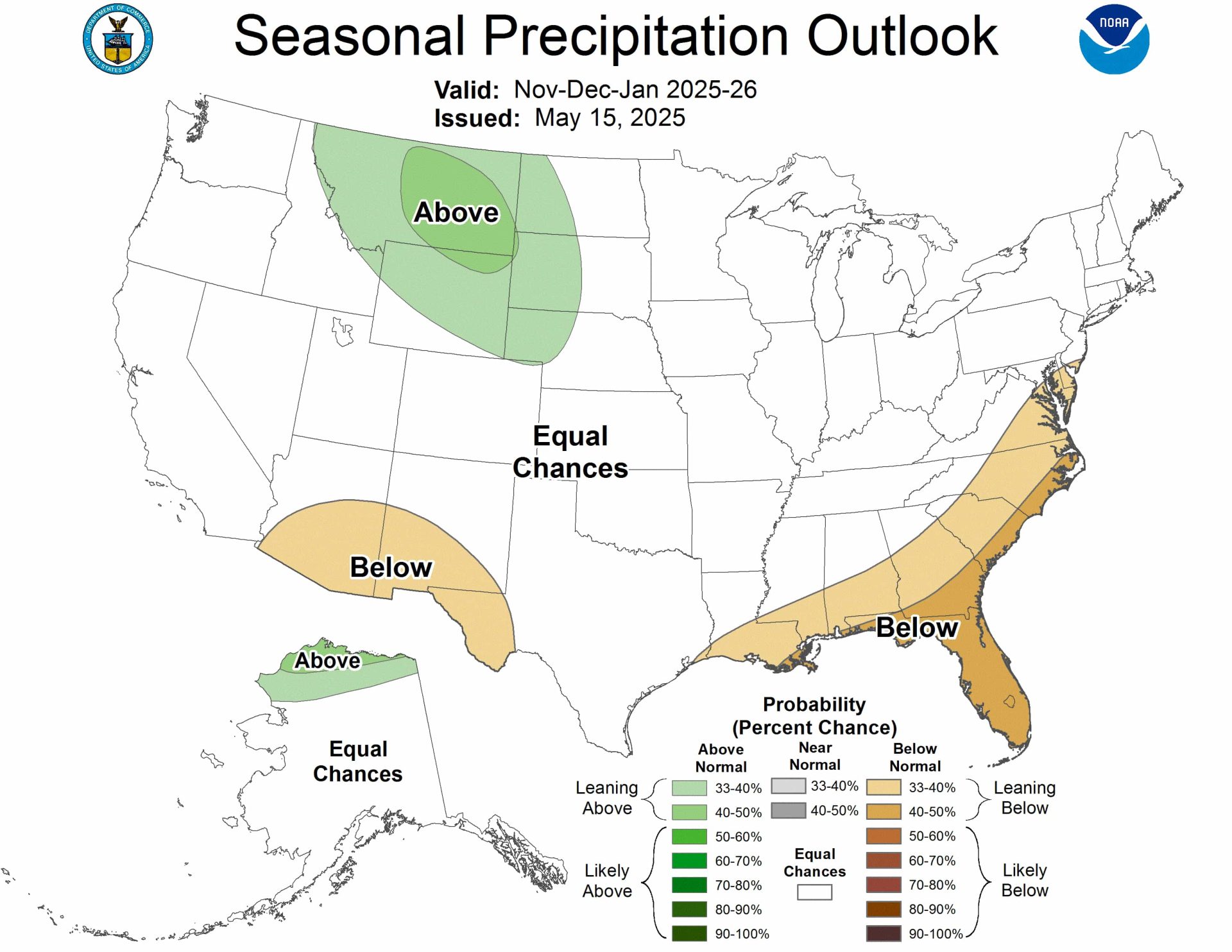 NDJ precipitation outlook. | Image: NOAA winter 2025-26