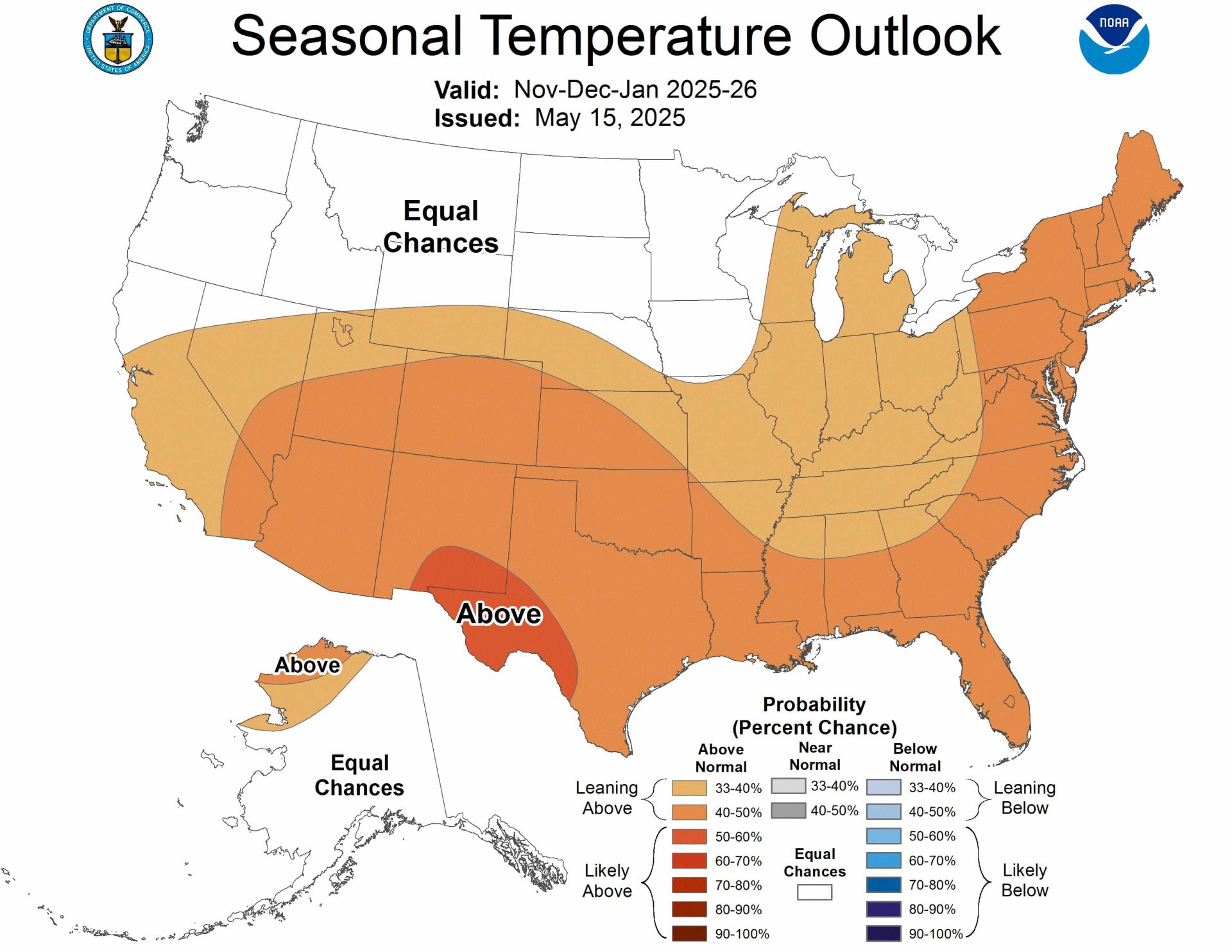 NDJ temperature outlook. | Image: NOAA