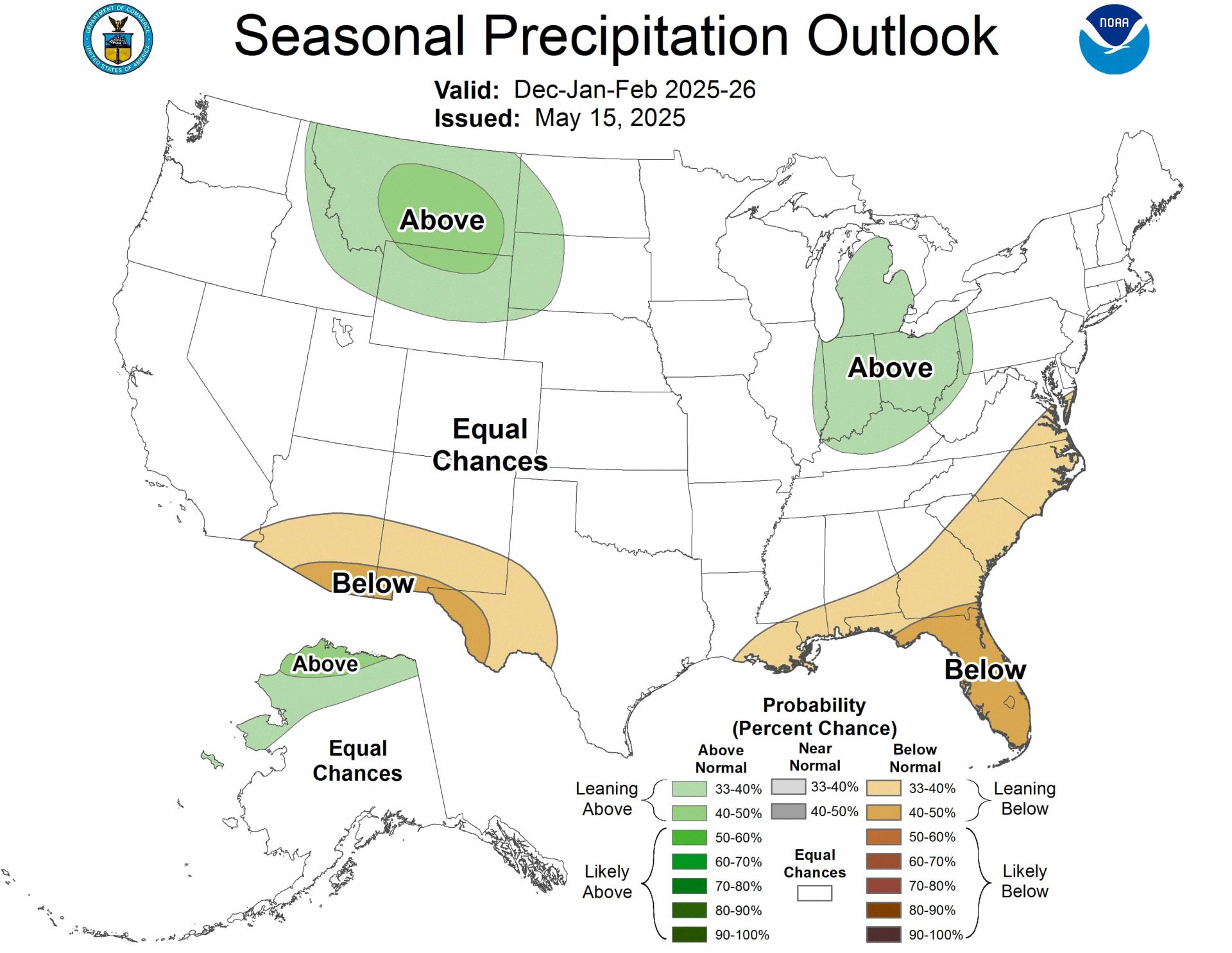 DJF precipitation outlook. | Image: NOAA winter 2025-26