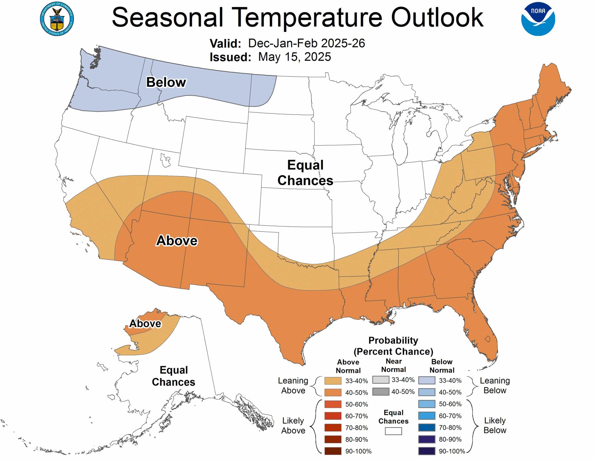 DJF temperature outlook. | Image: NOAA