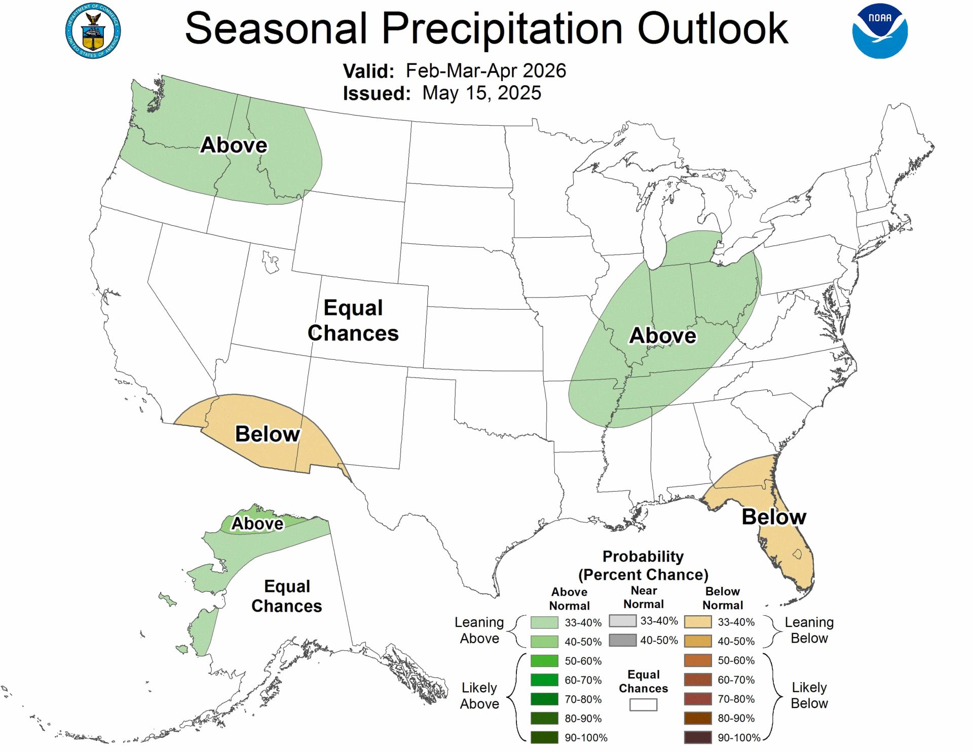 FMA precipitation outlook. | Image: NOAA winter 2025-26