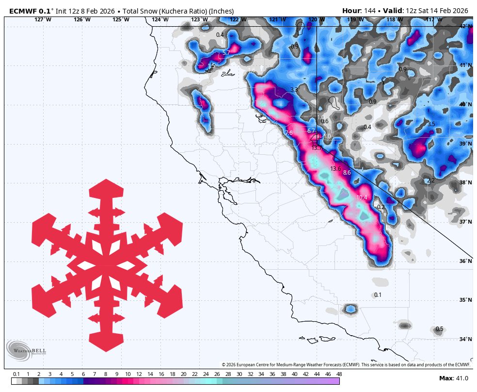 SnowBrains Forecast: 18 Inches for California This Week Ahead of a Massive Storm Cycle Next Week - SnowBrains