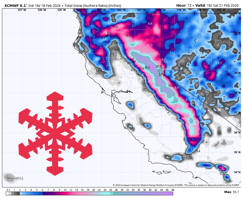 SnowBrains Forecast: Two More Feet for California This Week With Another Storm Brewing for Next Week - SnowBrains