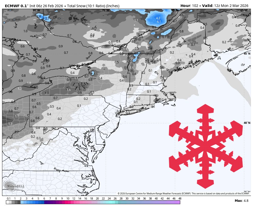 SnowBrains Forecast: Mostly Quiet Northeast Pattern, 1-3 Inches This Weekend - SnowBrains
