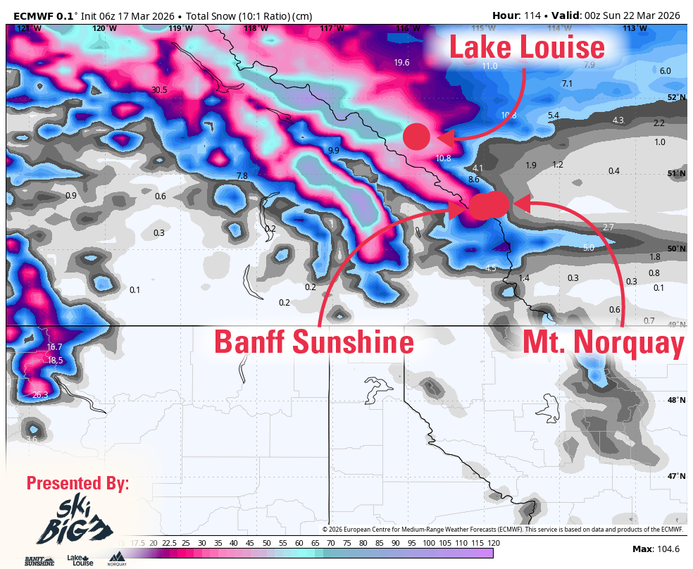SnowBrains Forecast: Up to 60 cm for SkiBig3 Through Saturday - SnowBrains