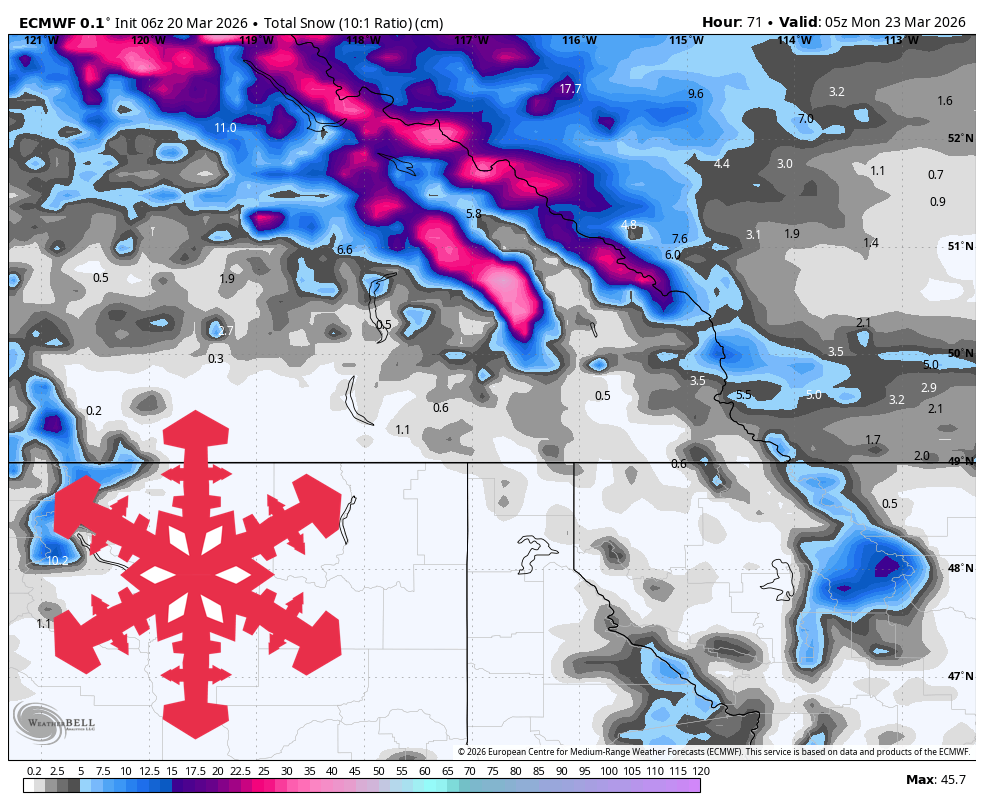 SnowBrains Forecast: 10-20 cm for the Ski Big 3 This Weekend, More Snow Midweek - SnowBrains