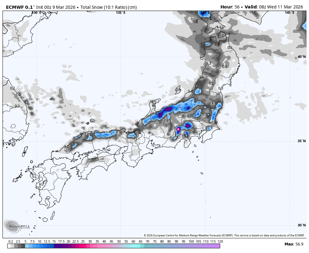 SnowBrains Forecast: 10-20 cm for Parts of Japan Through Wednesday, Heavier Hokkaido Snow Later This Week - SnowBrains