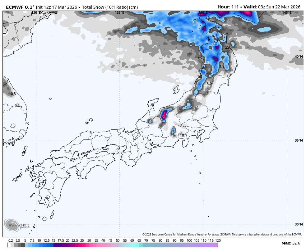 SnowBrains Forecast: Hokkaido Favored for 20-50 cm in Japan Through Sunday - SnowBrains