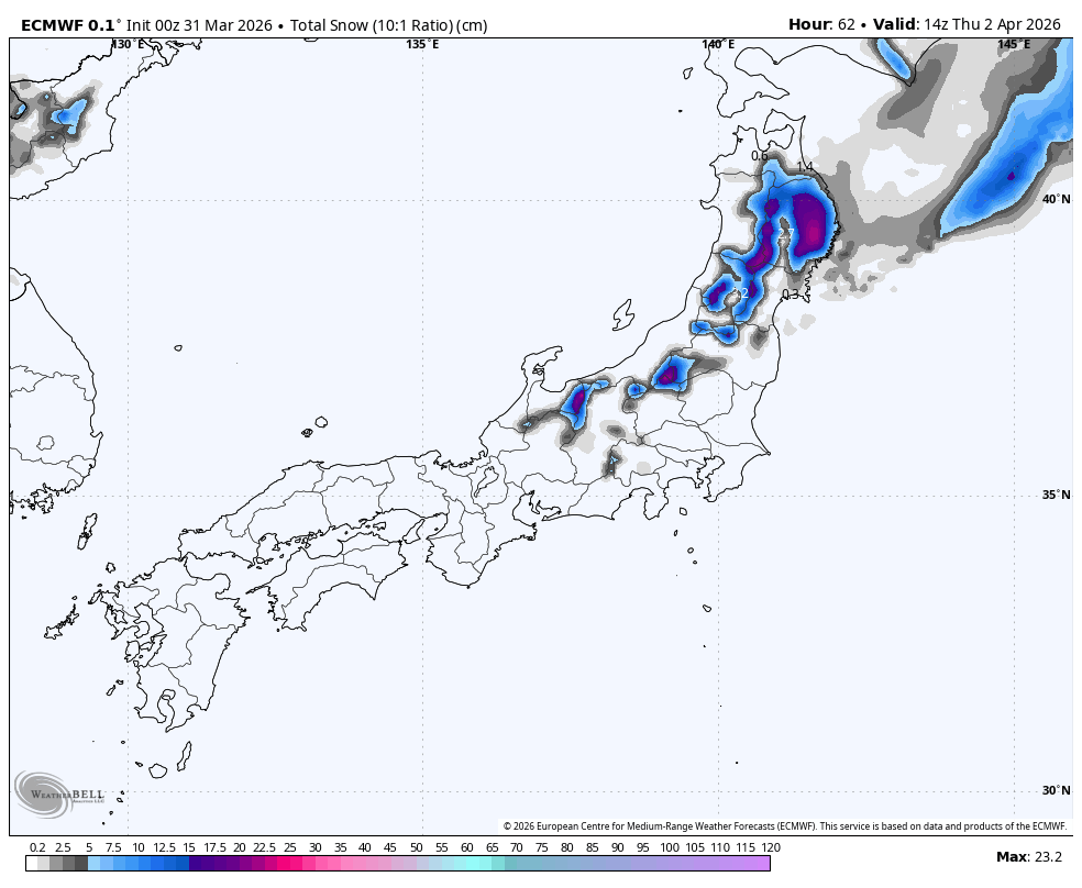 SnowBrains Forecast: Up to 30 cm for Japan on Thursday - SnowBrains