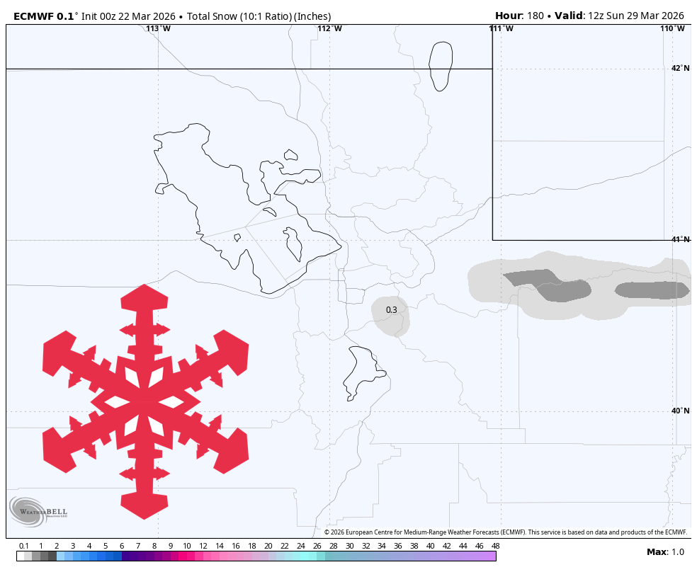SnowBrains Forecast: Warm, Mostly Dry Pattern for Utah Through March 29 - SnowBrains