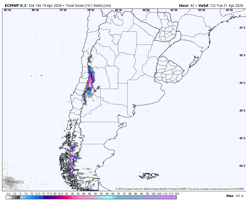 SnowBrains Forecast: Light High-Elevation Snow for South America Through Tuesday - SnowBrains