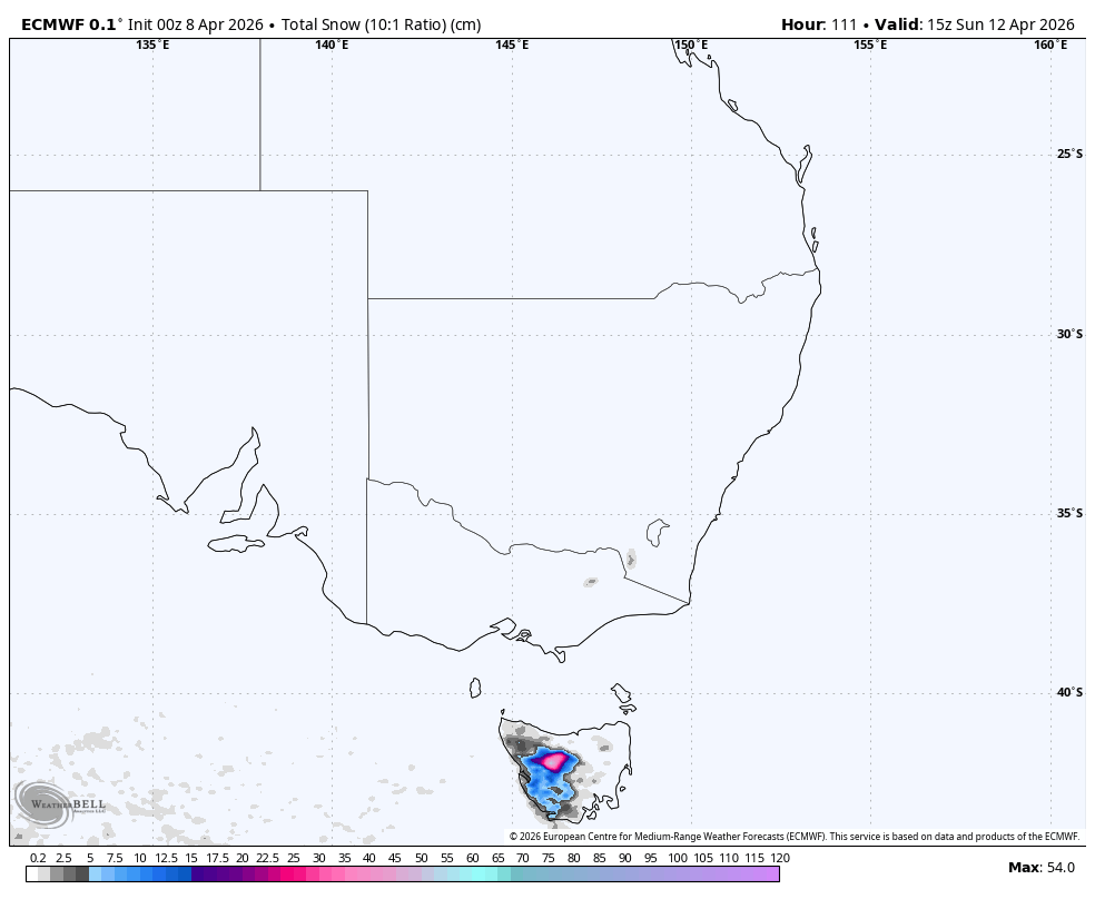 SnowBrains Forecast: 20-30 Centimeters for Australia This Weekend, Heaviest in Tasmania - SnowBrains
