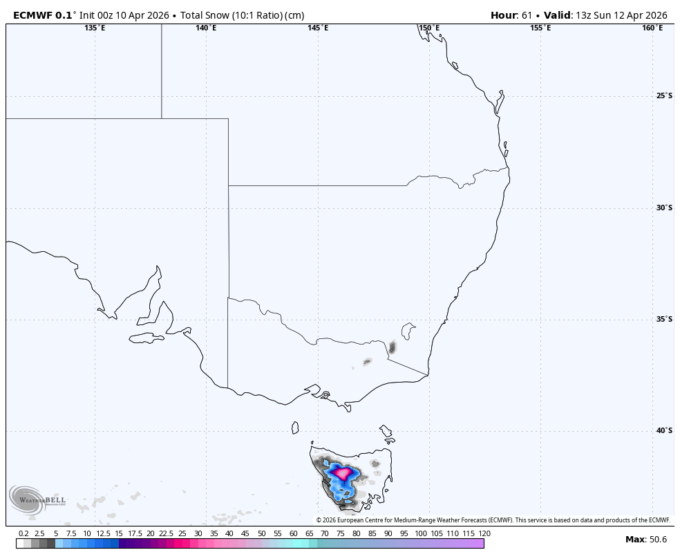SnowBrains Forecast: Weekend Snow for Australia, Up to 20 cm in Tasmania - SnowBrains