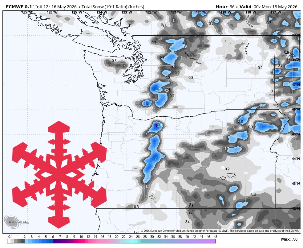 SnowBrains Forecast: Ongoing 5-10 Inches for Mt. Hood in the PNW
