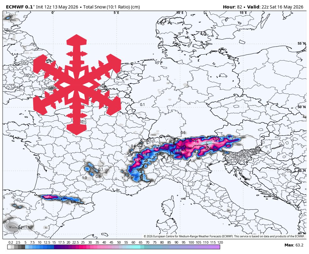 SnowBrains Forecast: 20-50 cm for Much of the EU Alps through Sunday